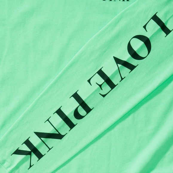 Victorias Secret PINK Campus tee long sleeve mint neon green - Picture 4 of 5
